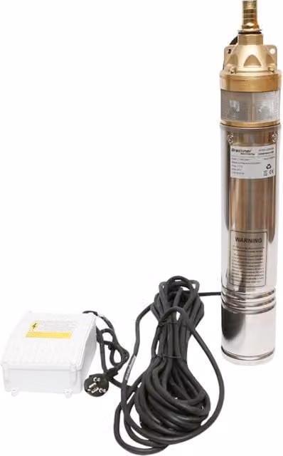 Pompa sommersa Breckner Germany in acciaio inossidabile argento con pannello di controllo 4SKM100, 750W, 220V, portata 50l/min e prevalenza H50m, diametro 100mm