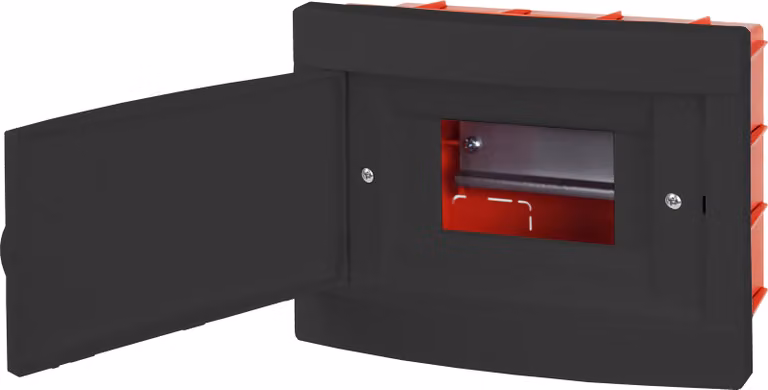 Scatola di derivazione da incasso, quadro elettrico a parete, piccolo quadro di distribuzione, grado di protezione IP40, colore nero, 6 moduli