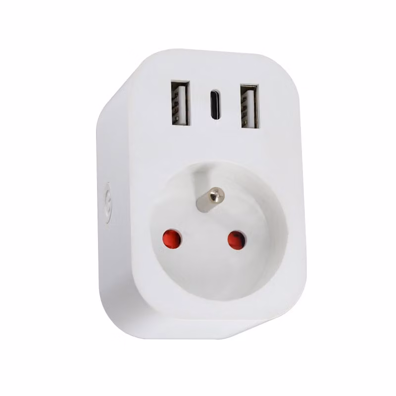 Immax NEO LITE SOcket Presa intelligente per interni con pin, tipo E, 2xUSB, 1xUSB C , WiFi