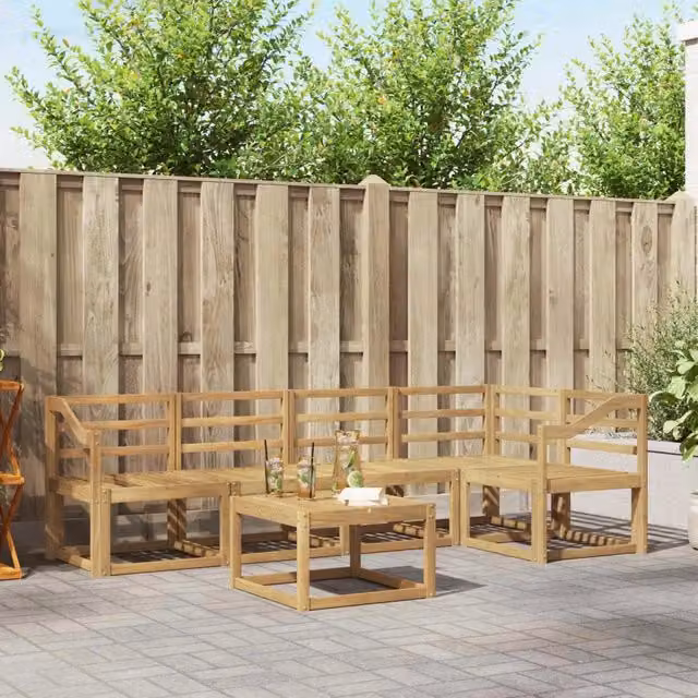 Set di divani da esterno 6 pz Bianco Legno di Acacia Massello 3387678