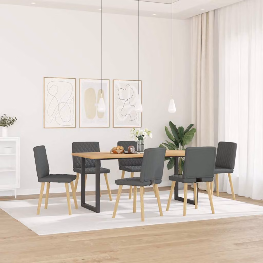 Sedie da Pranzo 6 pz Grigio Scuro in Tessuto