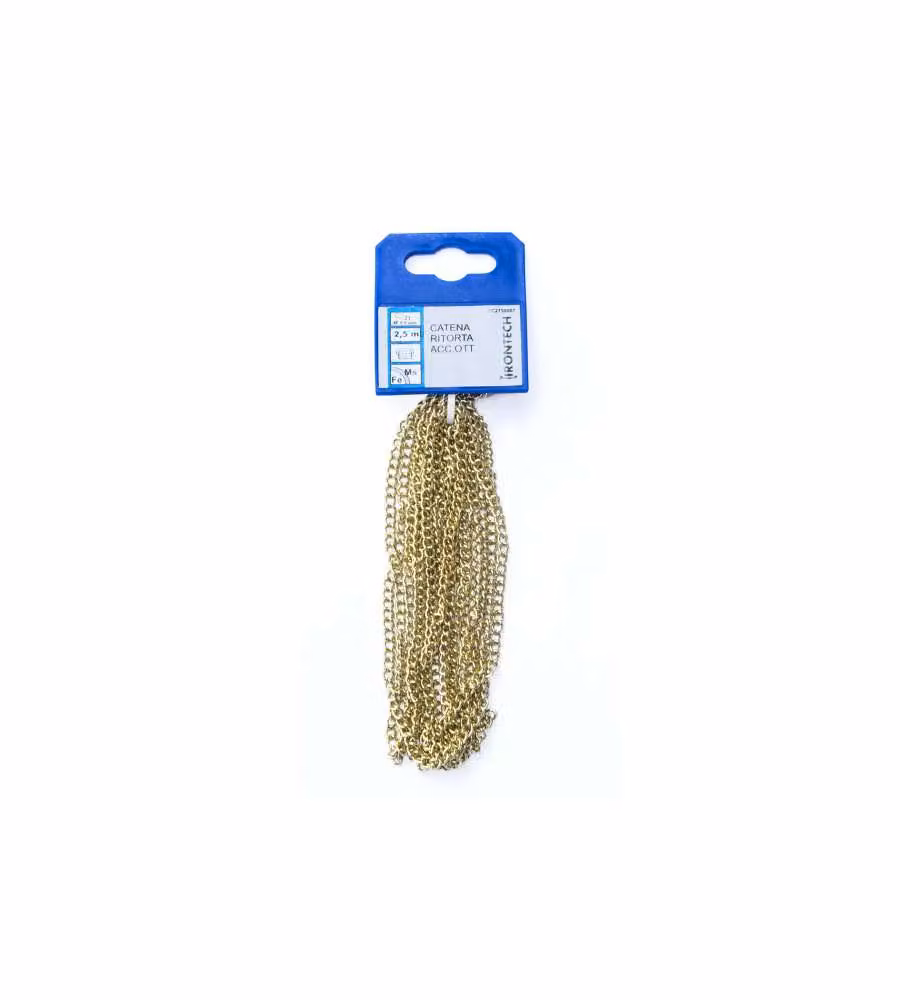 Catena ritorta pretagliata Diam. 0,8 mm. in acciaio ottonato 2,5 mt.