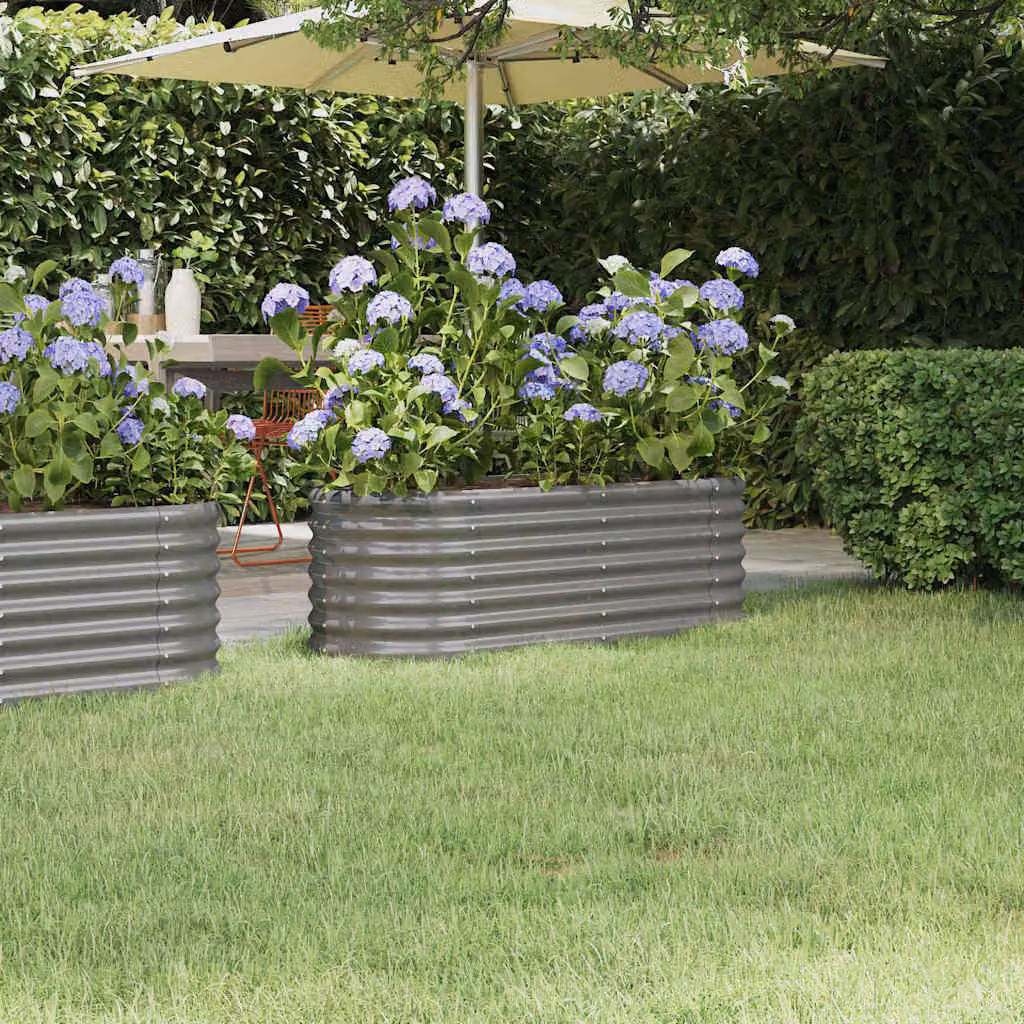 Letto rialzato da giardino vidaXL in acciaio zincato grigio L: 114 cm, P: 40 cm, H: 36 cm