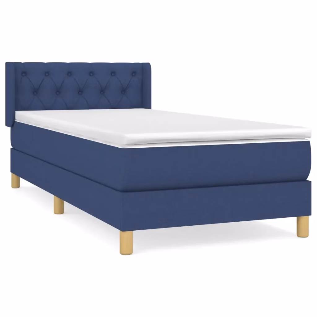 vidaXL Giroletto a Molle con Materasso Ibrido in Tessuto Blu e Bianco L/P/H: 200 x 80 x 30 cm – 2