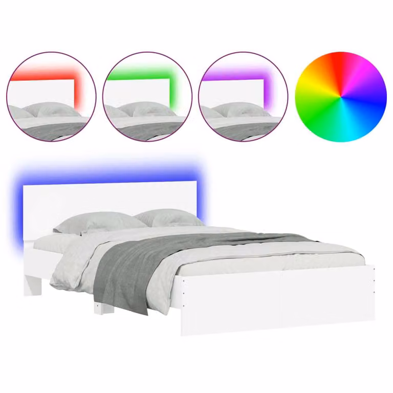 Giroletto con Testiera e LED Bianco 135x190 cm