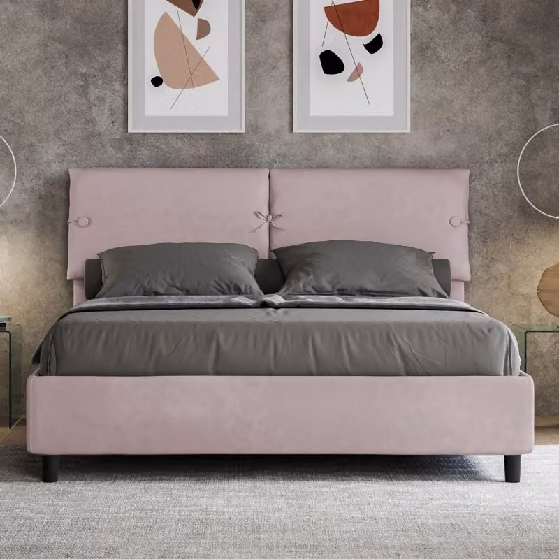 Letto matrimoniale imbottito con contenitore Ityhome in microfibra, L: 170 cm, P: 110 cm, H: 220 cm – 2