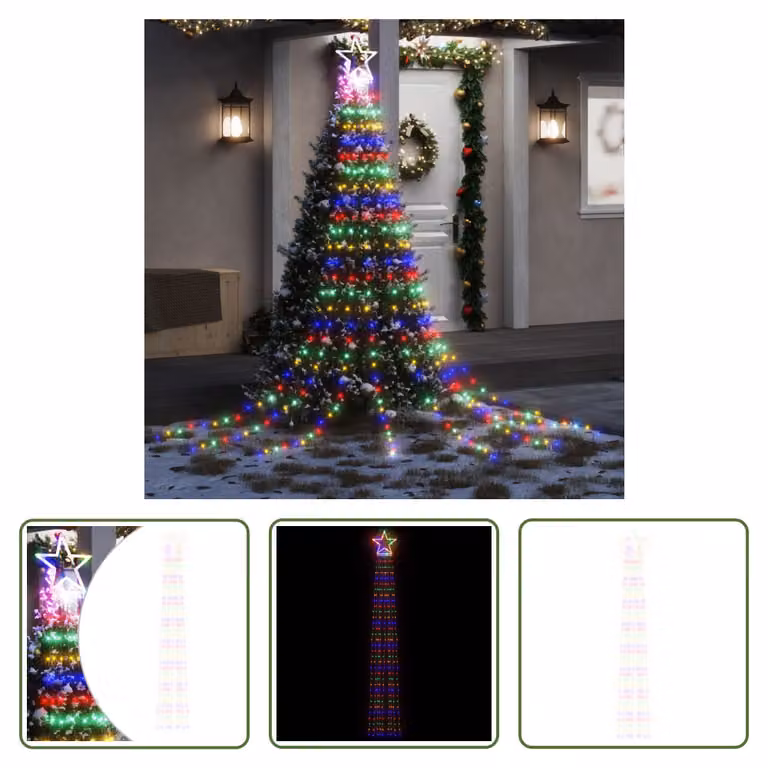 The Living Store Albero di Natale luminoso 320 LED Multicolore 375 cm