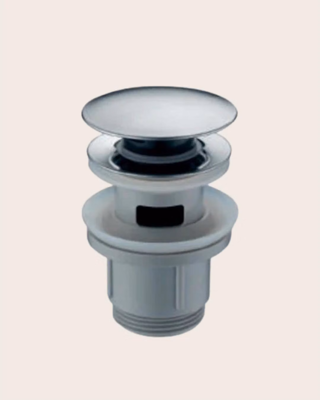 Piletta click clak per lavabo e bidet con troppopieno in pvc e acciaio cromato