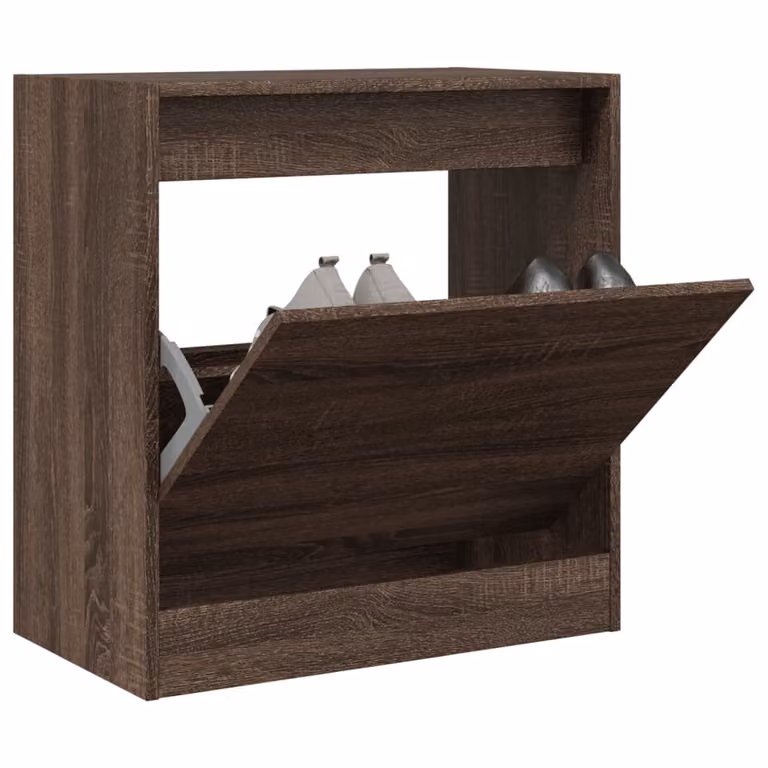 Scarpiera moderna vidaXL in legno rovere marrone con scomparti basculanti, L: 60 cm, P: 34 cm, H: 63,5 cm