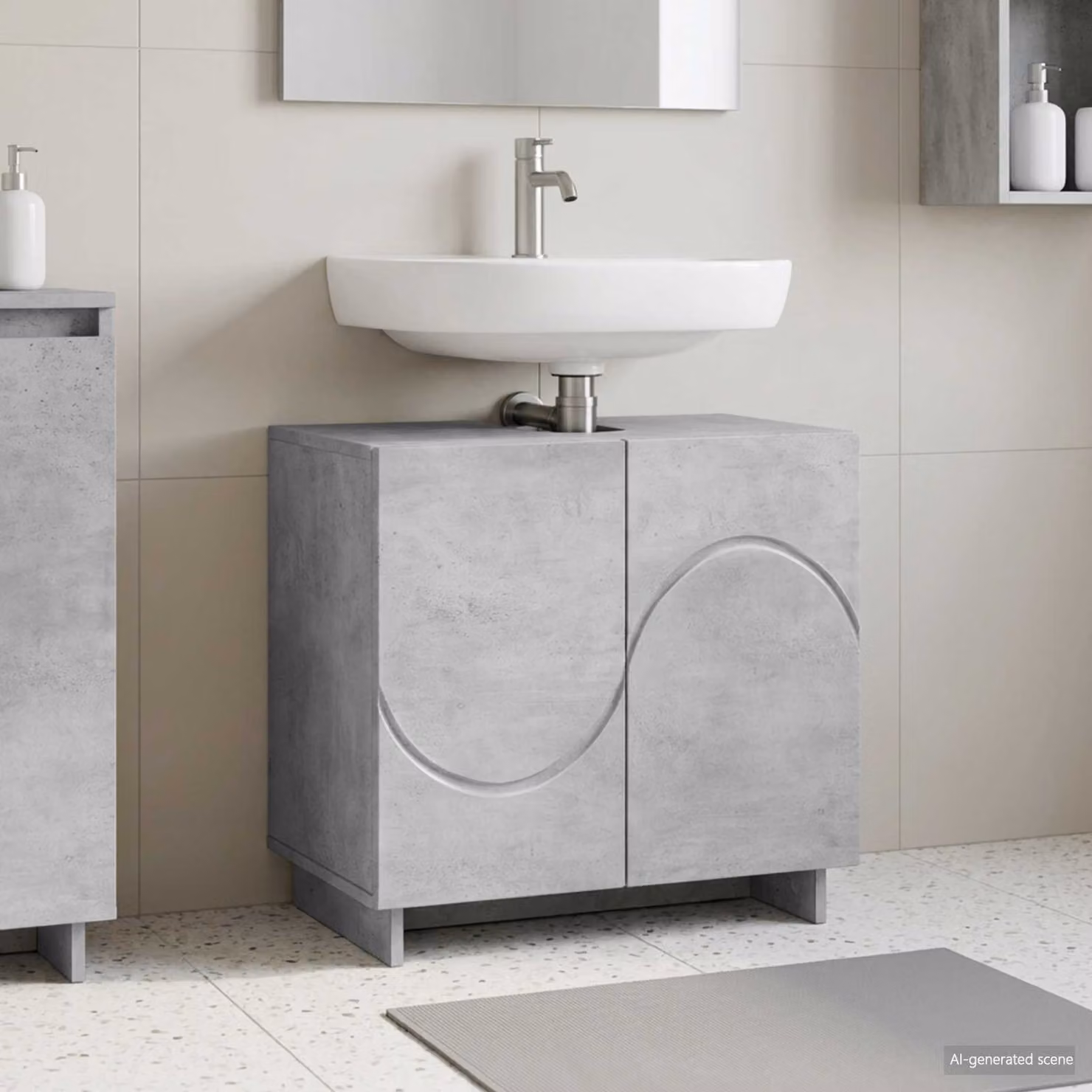Mobile da bagno moderno vidaXL in legno Grigio, L: 60 cm, P: 41 cm, H: 58 cm