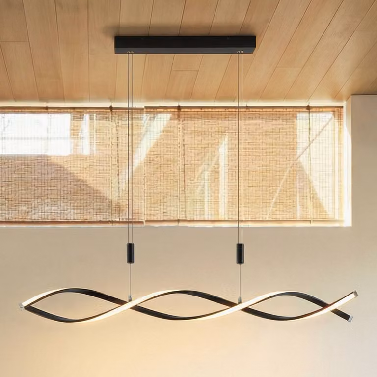Lampada LED a sospensione Welina di Lindby, nera, in ferro, regolabile dimmerabile, Nero, Soggiorno / Sala da pranzo, Metallo, Moderno