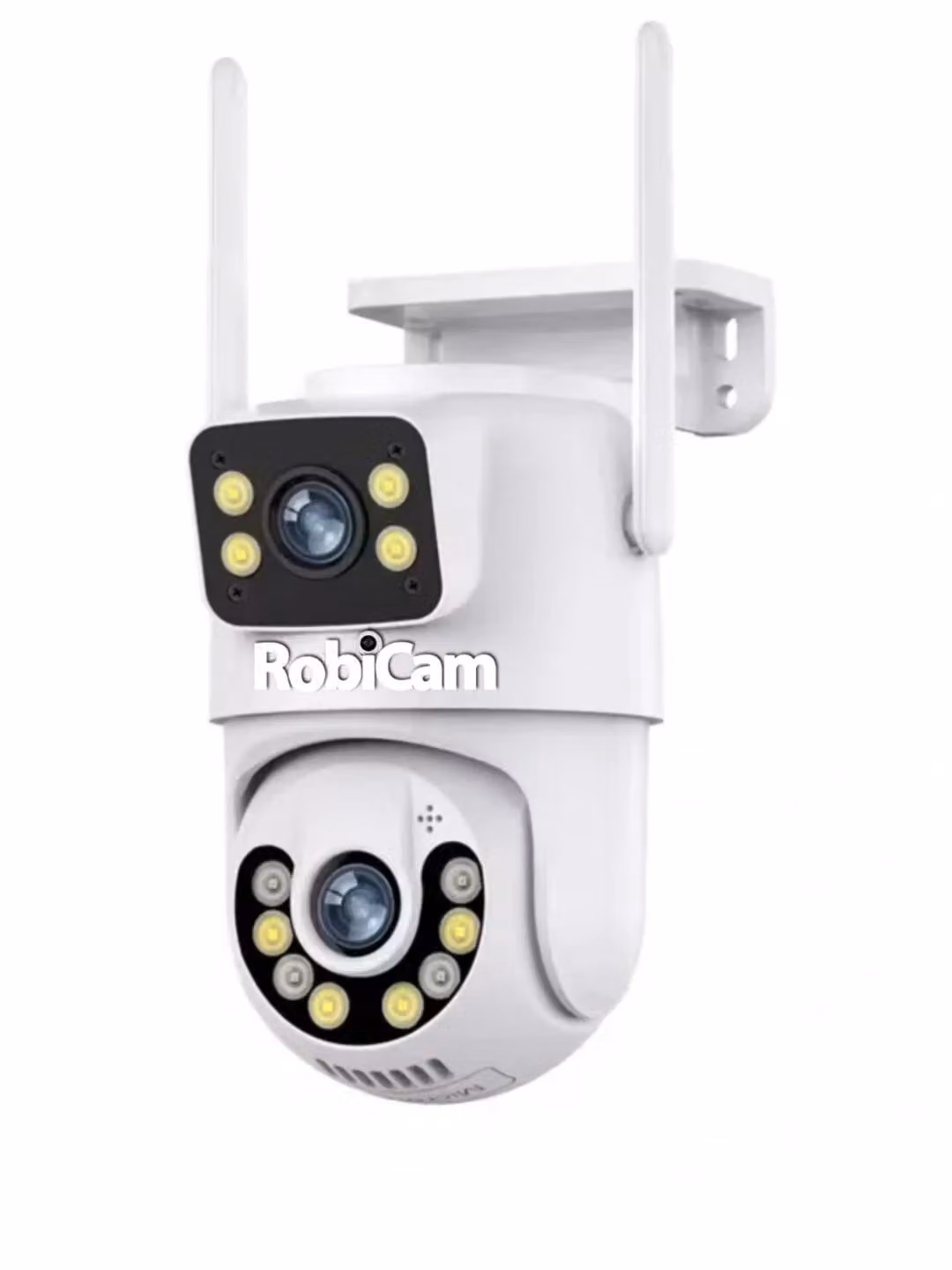 RobiCam, iCsee, 6MP, doppia telecamera, montaggio a soffitto e parete, esterna, WiFi, impermeabile, 360 gradi, FULL HD, 6MP, visione notturna a colori