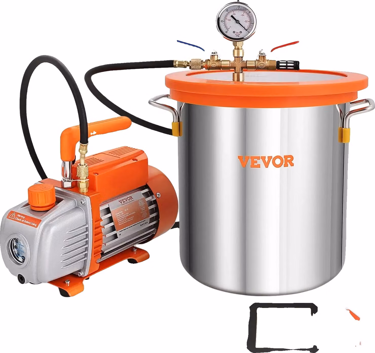 Pompa per vuoto, 3,5 CFM, capacità 5 galloni, livello di vuoto finale 40 micron, motore a 4 poli, capacità olio 250 ml