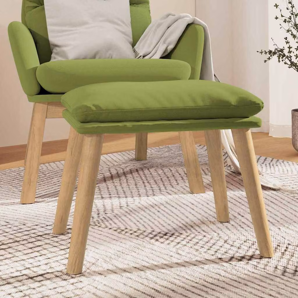 Poggiapiedi vidaXL in velluto verde con struttura in legno, L 45 cm x P 29,5 cm x H 35 cm