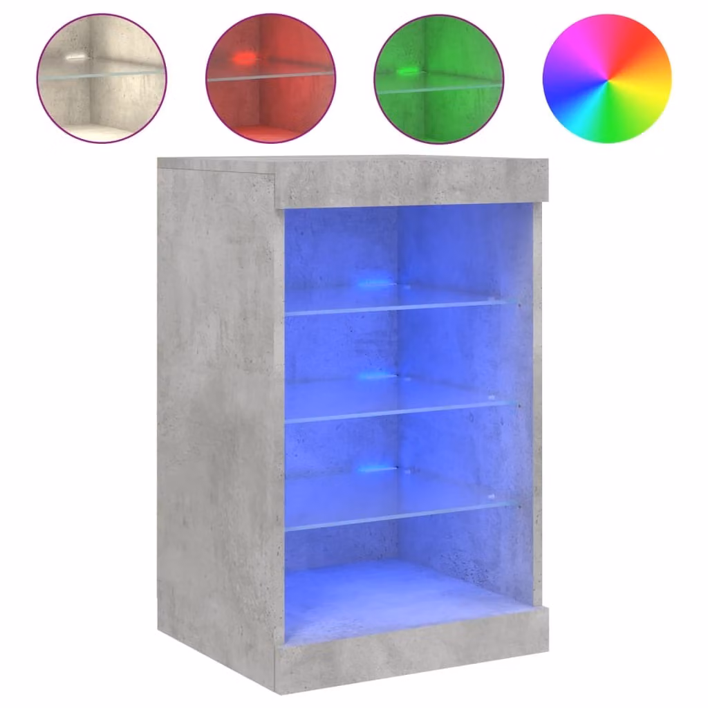 Credenza con Luci LED Grigio Cemento 41x37x67 cm
