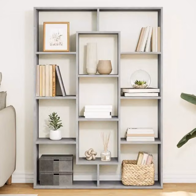 Libreria a parete vidaXL in legno grigio opaco L: 102 cm, P: 29 cm, H: 143 cm