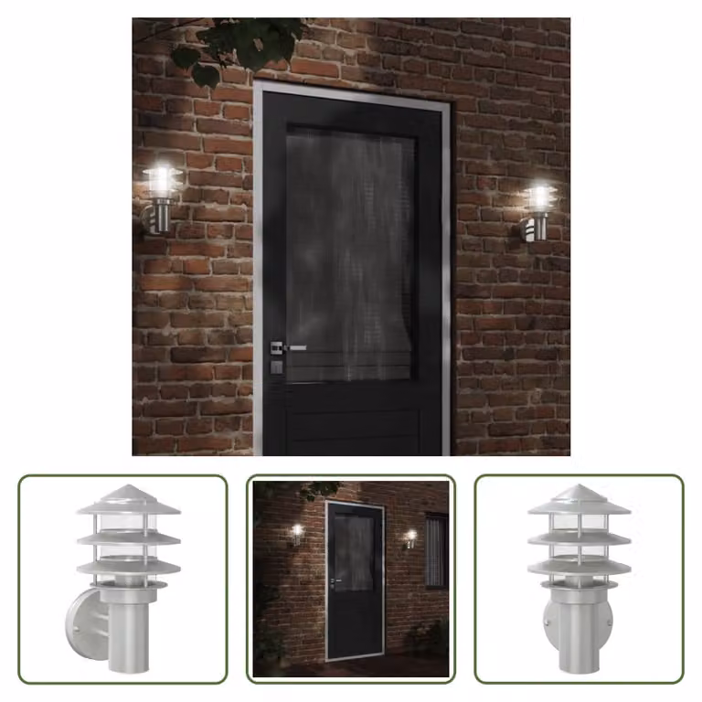 The Living Store Applique da esterno in acciaio inox argento