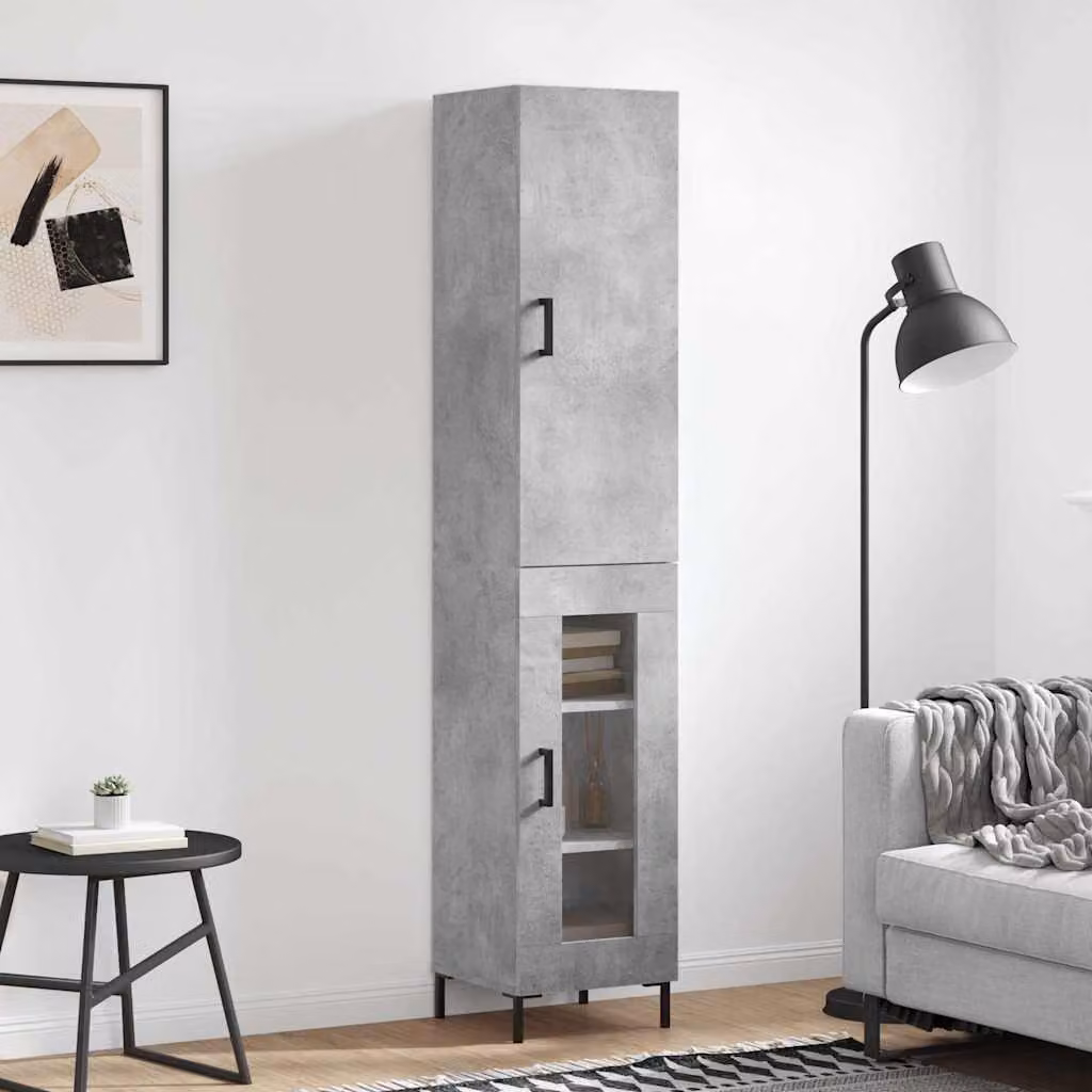 Credenza moderna vidaXL in legno e metallo, colore grigio, L/P/H: 34,5 x 34 x 180 cm