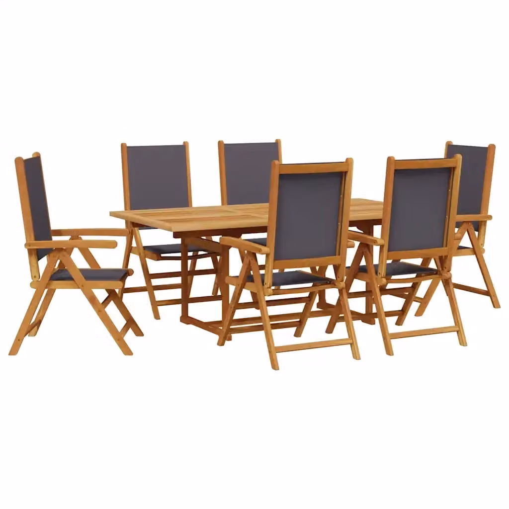 Set Pranzo da Giardino vidaXL in Legno di Acacia e Tessuto Antracite, 7 Pezzi – 2