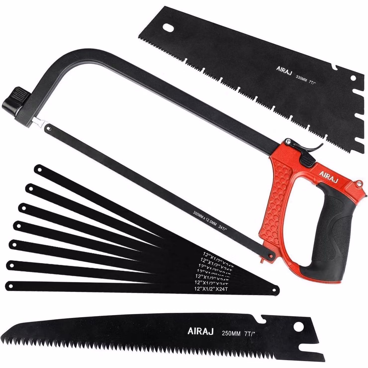 Set di seghe per metallo con 9 lame, sega per rami da 250 mm, sega per metallo da 300 mm, sega a mano da 330 mm per metallo, legno, acciaio, PVC e plastica