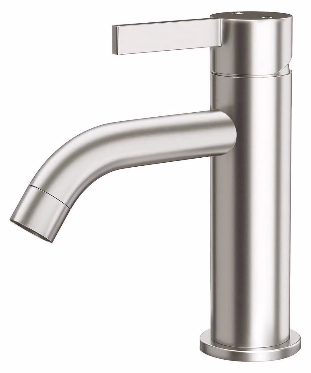 Miscelatore monocomando per lavabo, con un solo foro, a risparmio idrico, color argento