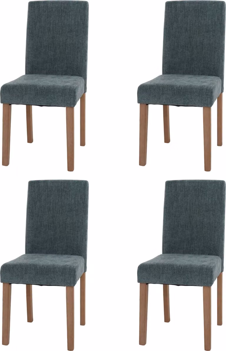 Set di 4 sedie da sala da pranzo classiche e intramontabili | A x L x P 90 x 42 x 50 cm | Altezza seduta 47 cm | Tessuto/tessuto ciniglia Legno | Gambe color naturale | Verde | Sedia Sedia da cucina Sedia con schienale alto