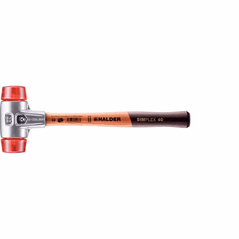 Mazza SIMPLEX soft-face con alloggiamento in alluminio e manico in legno, Ø 40, plastica