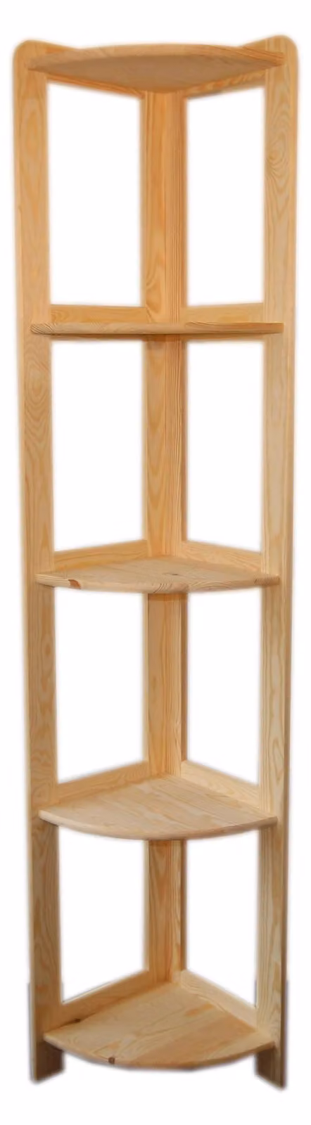 Scaffale angolare in legno con 5 ripiani, ideale per ottimizzare lo spazio