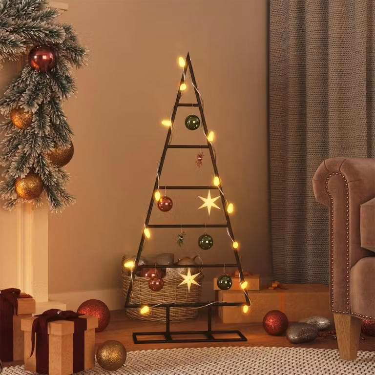 Maison Exclusive - Albero di Natale in metallo per decorazioni Nero 90 cm