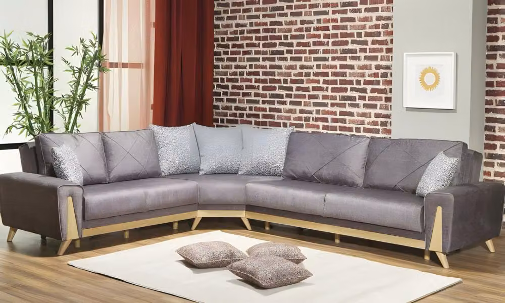 Couch Ecksofa Stoffsofa Polstersofa L-Form Sofa Violett Moderne Stoff