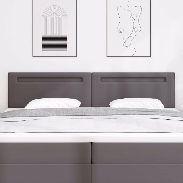 Testiera per letto con illuminazione LED vidaXL in similpelle grigia con luce da lettura e luce sottostante