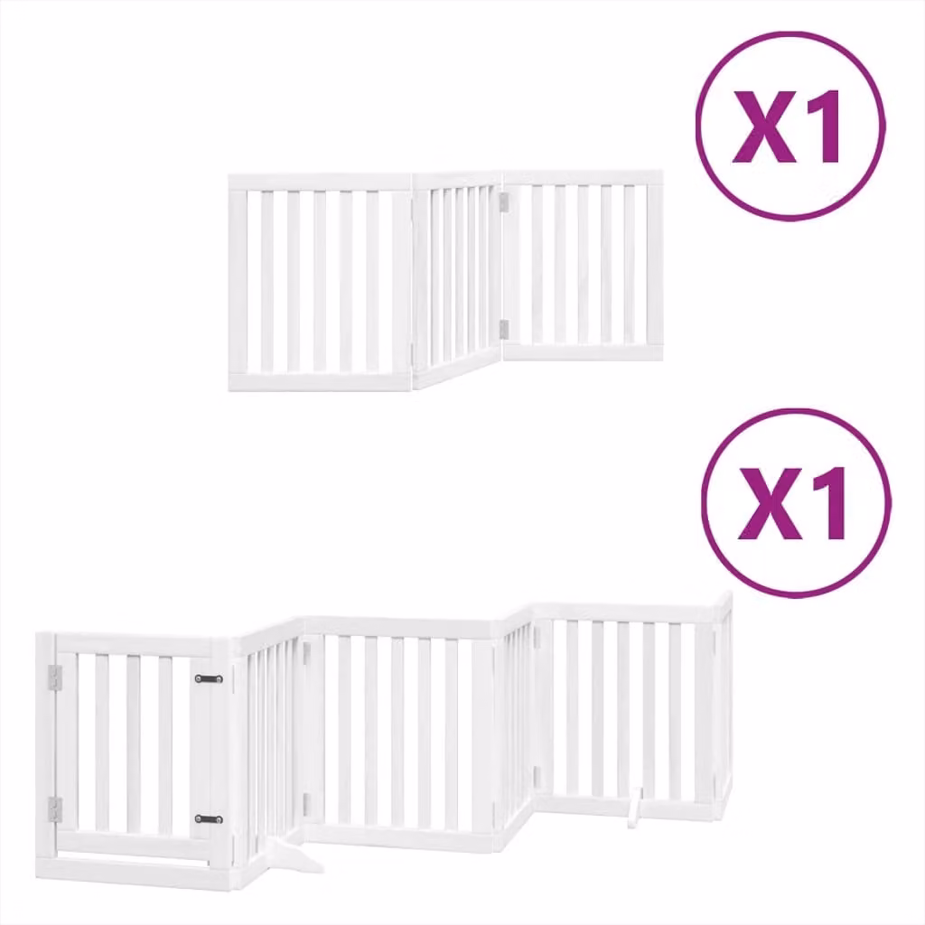 Cancello Cani Porta Pieghevole Bianco 9 Pannelli 450 cm Pioppo