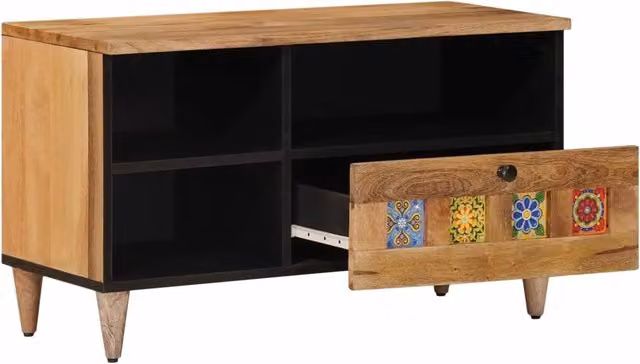 Mobile TV | Armadietto TV | Mobile Porta TV Naturale 80 x 33 x 46 cm Legno di mango massello