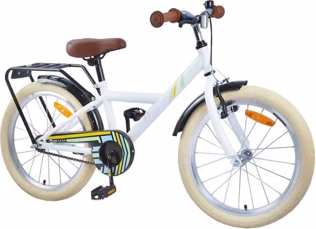 Bicicletta per bambini da 20 pollici in metallo e gomma colore bianco