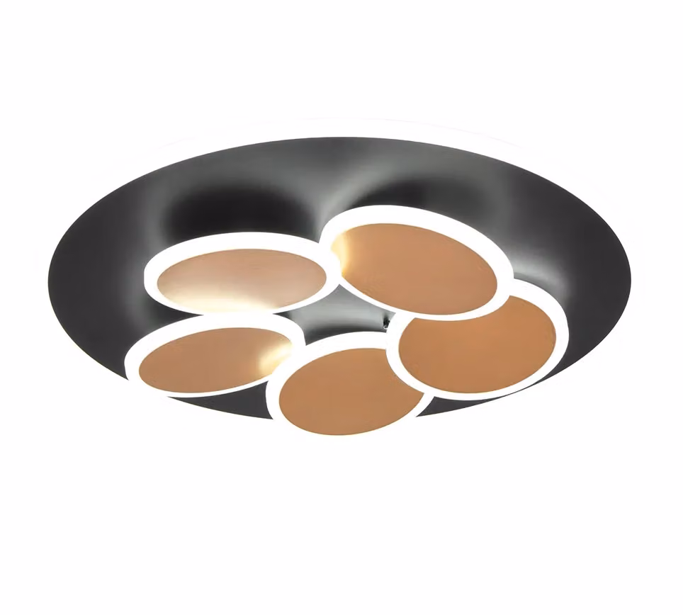 Plafoniera LED Trio Leuchten in metallo nero e oro con design Mandala, D 50 cm – 2