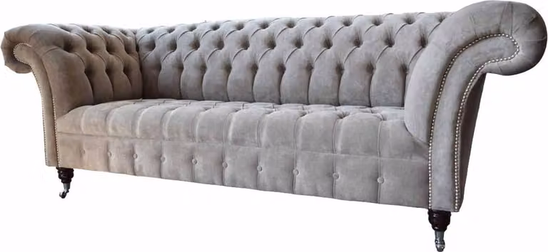 Grau Chesterfield Couch Dreisitzer Sitzpolster Couchen Sofa Möbel