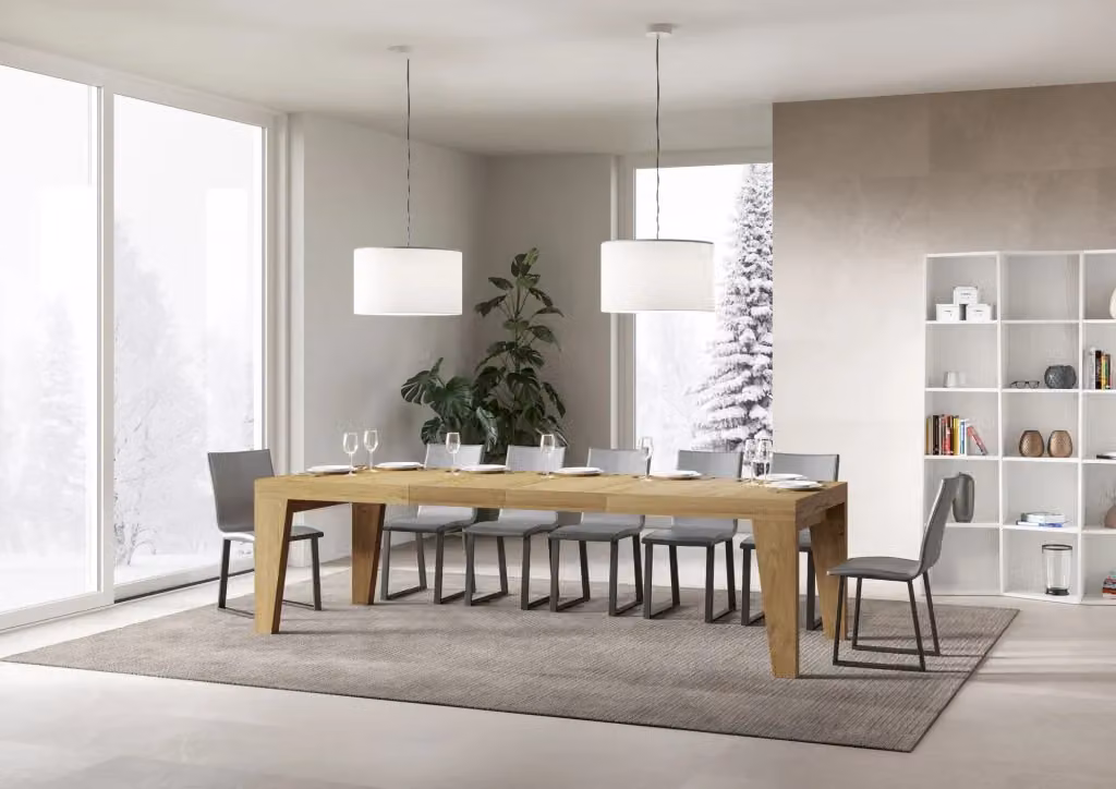 Tavolo allungabile moderno Naxor Premium di Bs Com in finitura quercia natura e marrone, L/P/H: 180 x 90 x 77 cm (estendibile fino a 440 cm) – 2