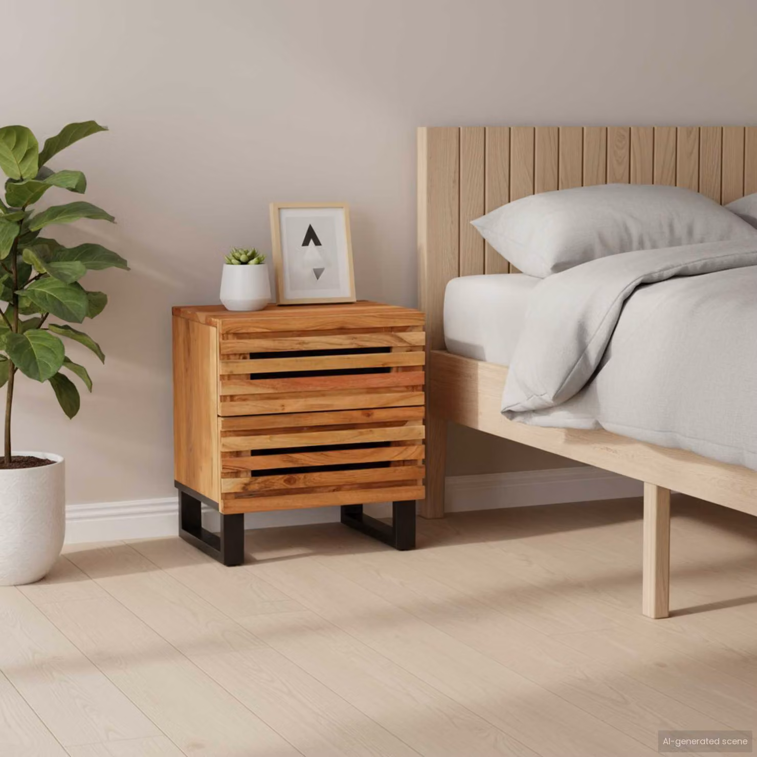 Set di 2 comodini vidaXL in legno massello di acacia marrone stile industrial L/P/H: 40 x 34 x 46 cm