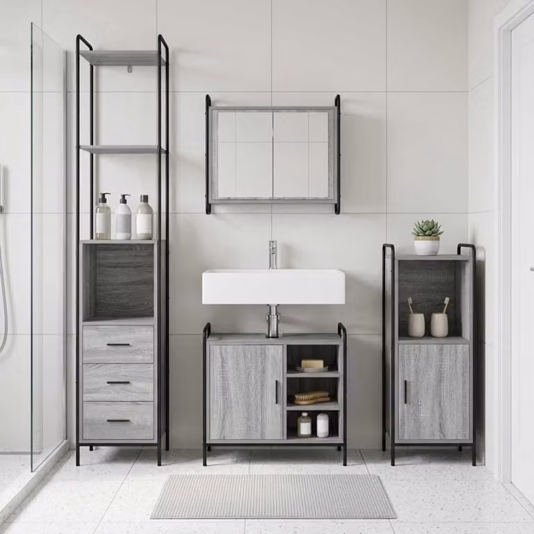 vidaXL Set di Armadi da Bagno 4 pz Sonoma grigio 40 x 36 x 200,5 cm
