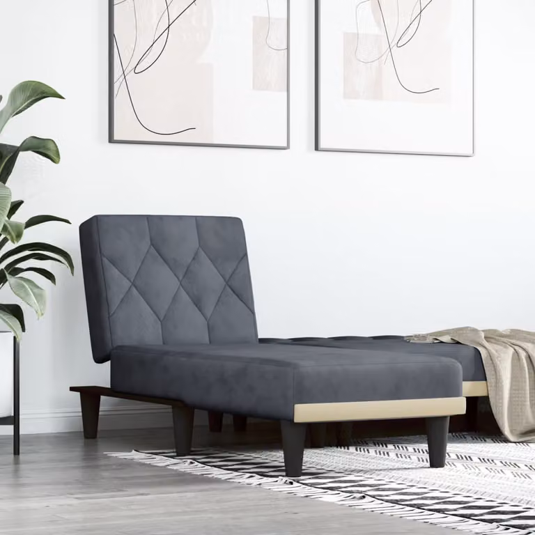 vidaXL Chaise Longue Moderna in Velluto Grigio con Funzione Letto e Forma a L, L/P/H: 140 x 200 cm