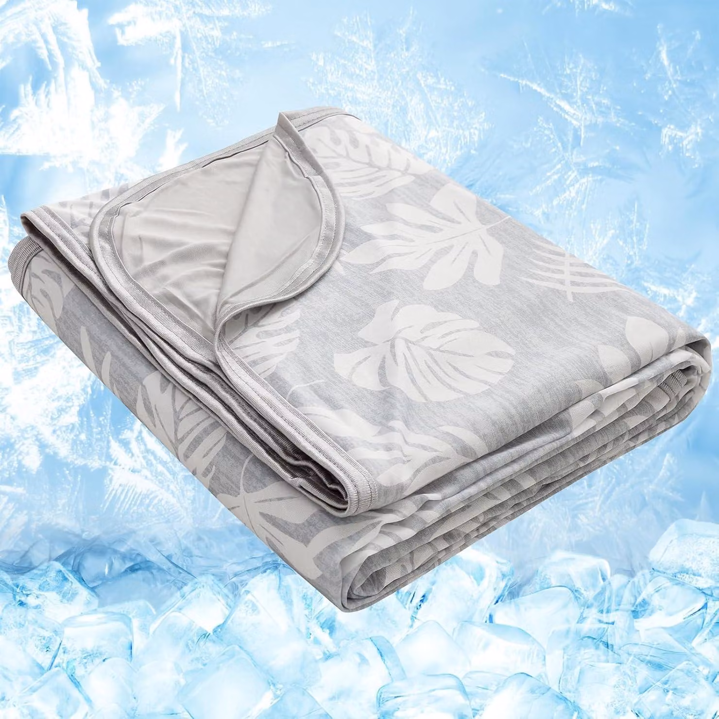 Coperta refrigerante, 228 x 228 cm, color grigio tropicale, leggera, per il letto