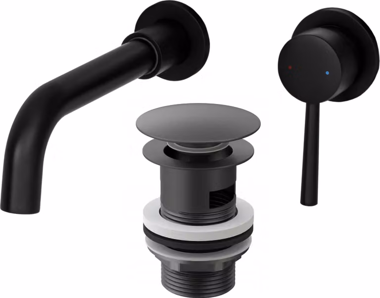 Granitan - Rubinetto per lavabo - Rubinetto da bagno - Da incasso - Nero - con tappo "Clic-Clac" - KIVO