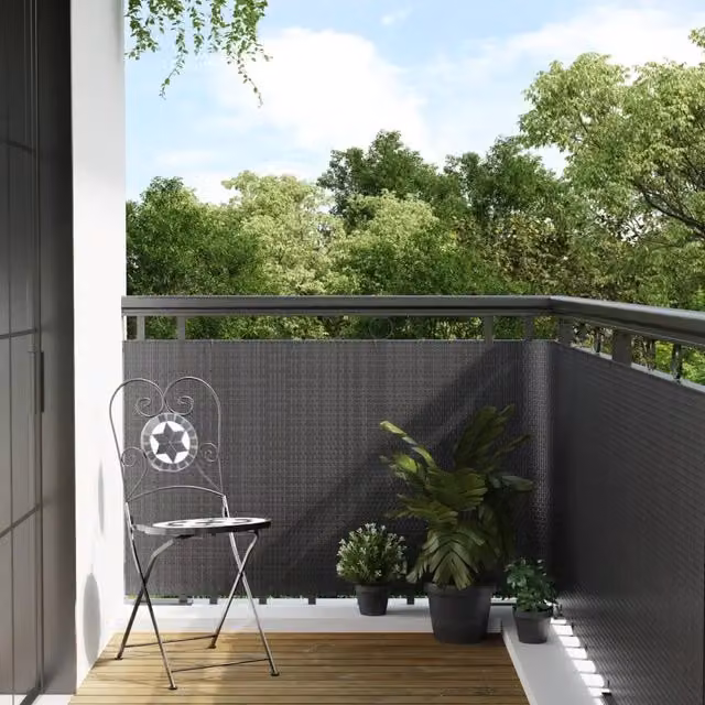 Paravento da balcone vidaxl in polyrattan colore antracite L: 100 cm, H: 80 cm