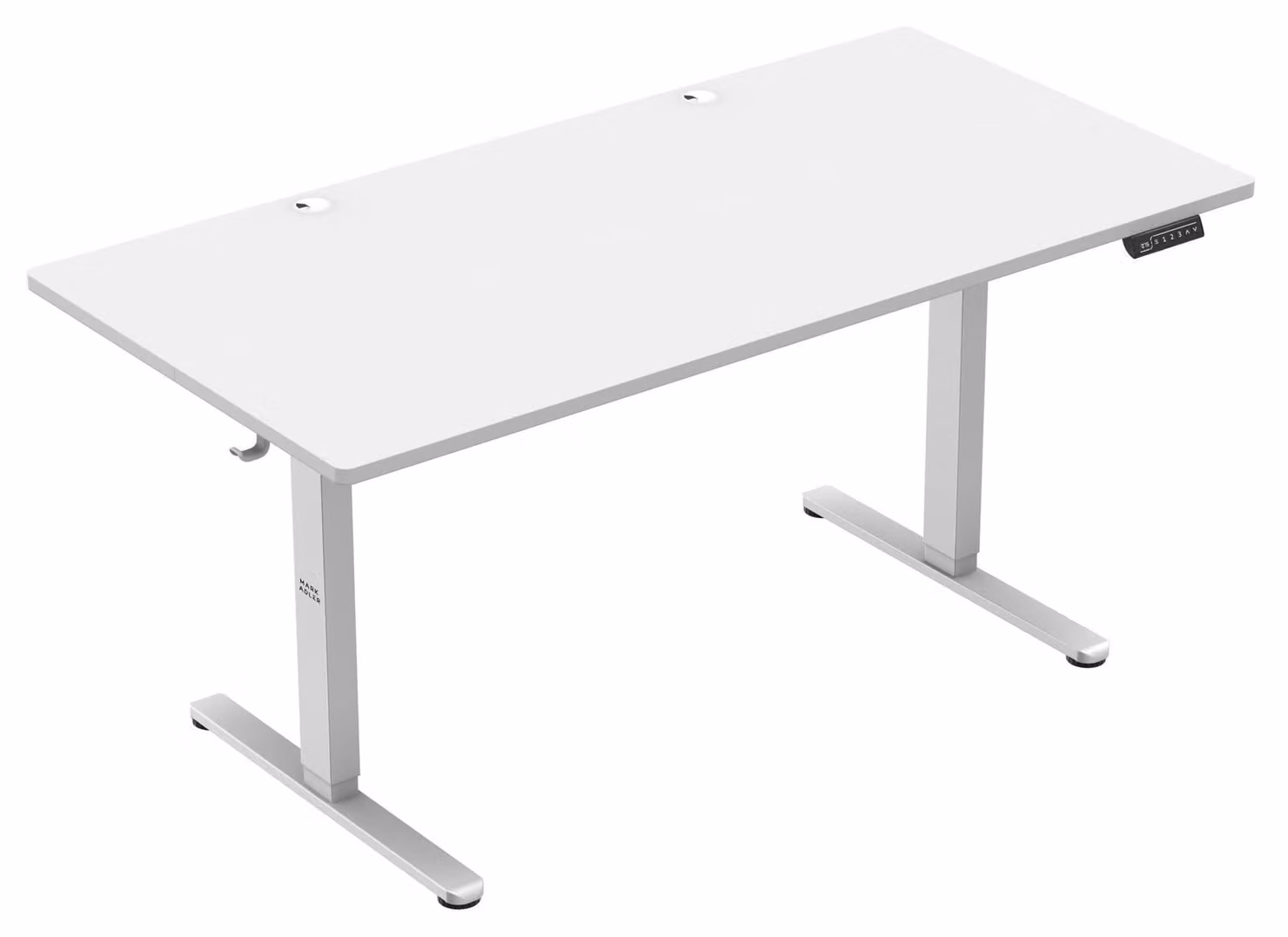 Scrivania regolabile elettricamente - Piano di lavoro 160 x 80 cm - Legno verniciato bianco - Struttura in acciaio rivestito