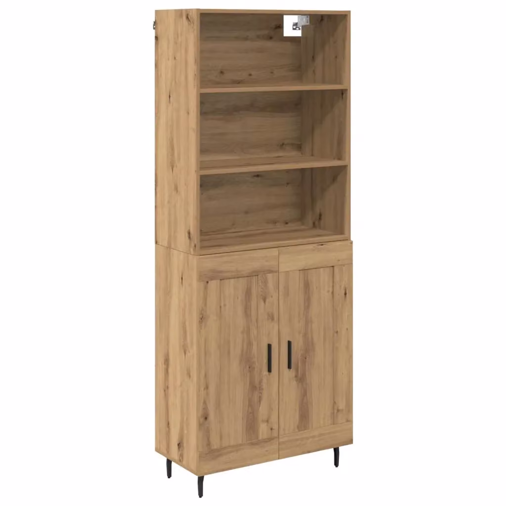 Set di 2 credenze moderne vidaXL in rovere marrone con ripiani interni e ante a battente L/P/H: 69,5 x 32,5 x 180 cm – 2