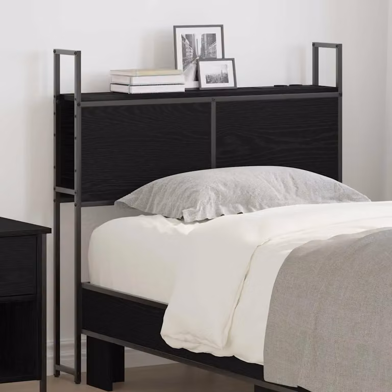 Testiera con stazione di ricarica USB e ripiano integrato vidaXL, Rovere nero