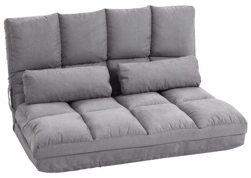 Divano letto a pavimento 2 in 1 con schienale regolabile | Colore: Grigio | Dimensioni: 73x102x53 cm