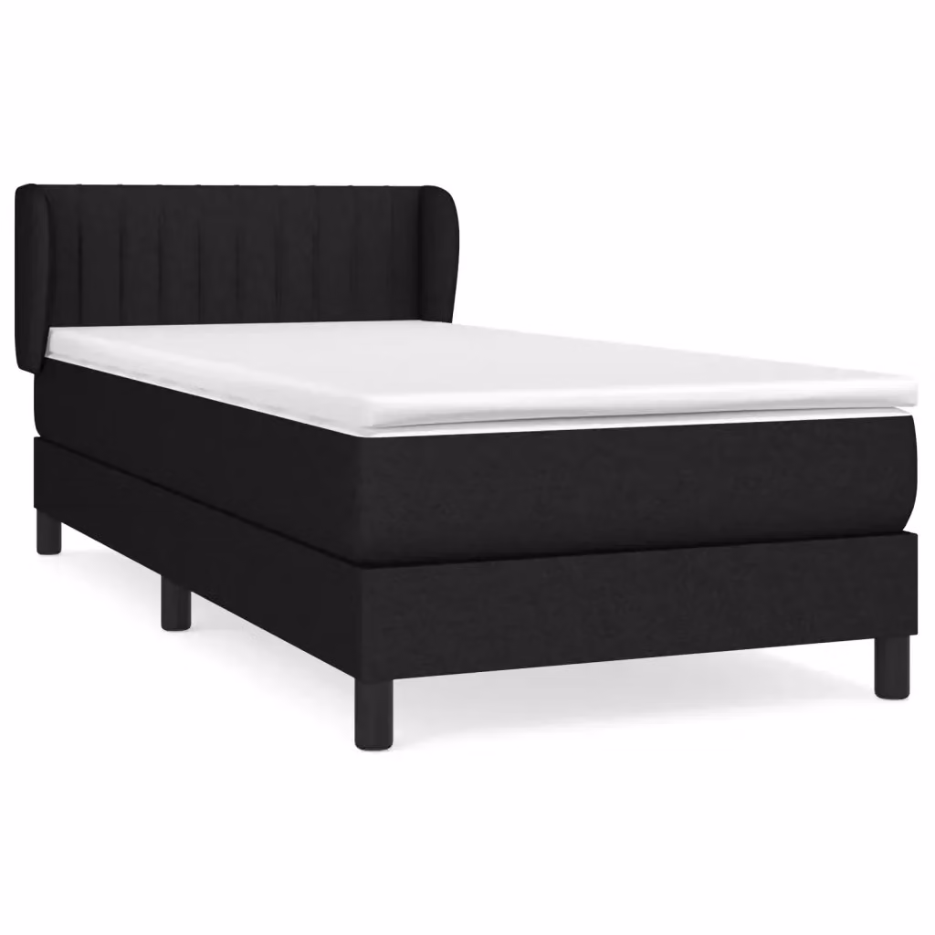 Letto Ibrido vidaXL con Giroletto a Molle e Materasso in Tessuto Nero e Bianco L/P/H: 90 x 200 x 88 cm – 2