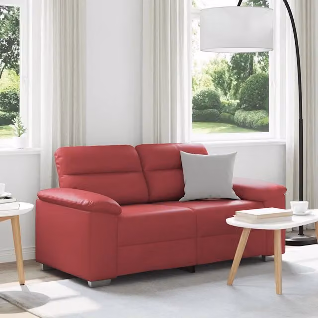 Divano a 2 posti moderno vidaXL in similpelle rosso, L: 160 cm, P: 81 cm, H: 84 cm – 1