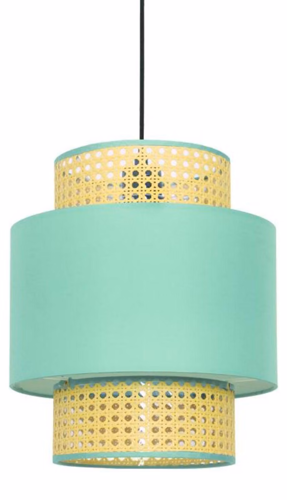 Lampada a sospensione ACA 1xE27 NISYROS in tessuto e rattan D30xH150 cm TF20831PG